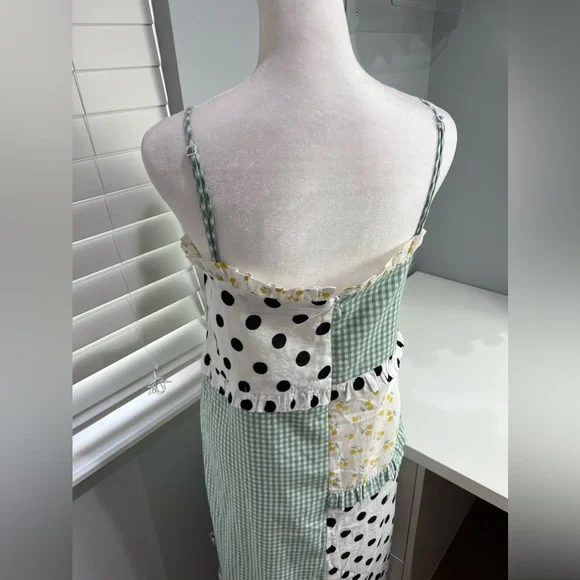 English Factory Green and White Patchwork Maxi Dress - Picture 5 of 8